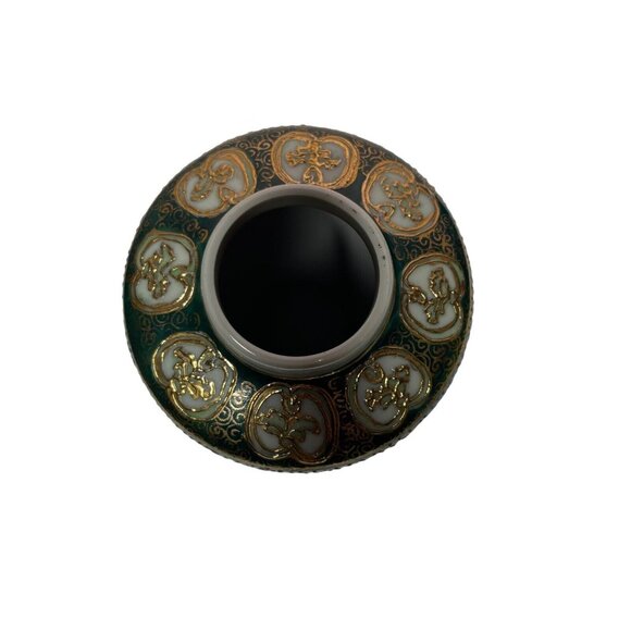 Antique Japanese Porcelain Ginger Jar Hand Painted Cloisonné Moriage Signed 7” - Picture 6 of 9